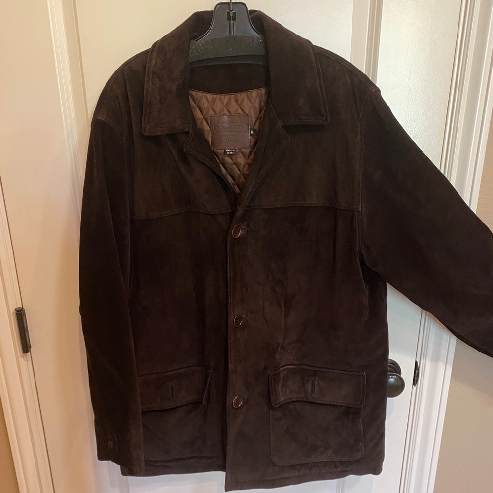 Coach Dark Brown Mens Suede Field Coat, size M